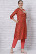 Red Poly Cotton Straight Kurta image number 0